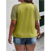 imageSOLY HUX Womens Plus Size Contrast Lace Short Sleeve Tee Round Neck Summer T Shirt TopsPlain Mint Green