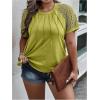 imageSOLY HUX Womens Plus Size Contrast Lace Short Sleeve Tee Round Neck Summer T Shirt TopsPlain Mint Green
