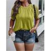 imageSOLY HUX Womens Plus Size Contrast Lace Short Sleeve Tee Round Neck Summer T Shirt TopsPlain Mint Green