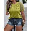 imageSOLY HUX Womens Plus Size Contrast Lace Short Sleeve Tee Round Neck Summer T Shirt TopsPlain Mint Green