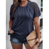 imageSOLY HUX Womens Plus Size Contrast Lace Short Sleeve Tee Round Neck Summer T Shirt TopsPlain Navy Blue