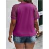 imageSOLY HUX Womens Plus Size Contrast Lace Short Sleeve Tee Round Neck Summer T Shirt TopsPlain Purple