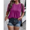 imageSOLY HUX Womens Plus Size Contrast Lace Short Sleeve Tee Round Neck Summer T Shirt TopsPlain Purple