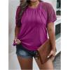 imageSOLY HUX Womens Plus Size Contrast Lace Short Sleeve Tee Round Neck Summer T Shirt TopsPlain Purple