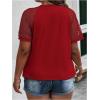 imageSOLY HUX Womens Plus Size Contrast Lace Short Sleeve Tee Round Neck Summer T Shirt TopsPlain Red
