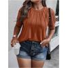 imageSOLY HUX Womens Plus Size Contrast Lace Short Sleeve Tee Round Neck Summer T Shirt TopsPlain Rust Brown