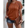 imageSOLY HUX Womens Plus Size Contrast Lace Short Sleeve Tee Round Neck Summer T Shirt TopsPlain Rust Brown