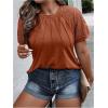 imageSOLY HUX Womens Plus Size Contrast Lace Short Sleeve Tee Round Neck Summer T Shirt TopsPlain Rust Brown
