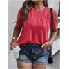 imageSOLY HUX Womens Plus Size Contrast Lace Short Sleeve Tee Round Neck Summer T Shirt TopsPlain Watermelon Pink