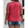 imageSOLY HUX Womens Plus Size Contrast Lace Short Sleeve Tee Round Neck Summer T Shirt TopsPlain Watermelon Pink