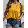 imageSOLY HUX Womens Plus Size Contrast Lace Short Sleeve Tee Round Neck Summer T Shirt TopsPlain Yellow