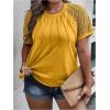 imageSOLY HUX Womens Plus Size Contrast Lace Short Sleeve Tee Round Neck Summer T Shirt TopsPlain Yellow
