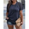 imageSOLY HUX Womens Plus Size Contrast Lace Short Sleeve Tee Round Neck Summer T Shirt TopsPure Dark Blue