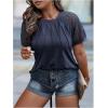imageSOLY HUX Womens Plus Size Contrast Lace Short Sleeve Tee Round Neck Summer T Shirt TopsPure Dark Blue