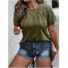 imageSOLY HUX Womens Plus Size Contrast Lace Short Sleeve Tee Round Neck Summer T Shirt TopsSolid Army Green