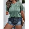 imageSOLY HUX Womens Plus Size Contrast Lace Short Sleeve Tee Round Neck Summer T Shirt TopsSolid Mint Green