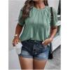 imageSOLY HUX Womens Plus Size Contrast Lace Short Sleeve Tee Round Neck Summer T Shirt TopsSolid Mint Green