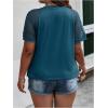 imageSOLY HUX Womens Plus Size Contrast Lace Short Sleeve Tee Round Neck Summer T Shirt TopsSolid Teal Blue