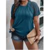 imageSOLY HUX Womens Plus Size Contrast Lace Short Sleeve Tee Round Neck Summer T Shirt TopsSolid Teal Blue
