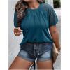 imageSOLY HUX Womens Plus Size Contrast Lace Short Sleeve Tee Round Neck Summer T Shirt TopsSolid Teal Blue
