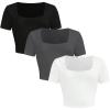 imageSOLY HUX Girls Crop Tops Cute Clothes 3 Pack Square Neck Short Sleeve T Shirts Basic Slim Fitted TeesBlack Grey White
