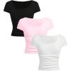 imageSOLY HUX Girls Short Sleeve T Shirts 3 Piece Basic Scoop Neck Tees Slim Fit Casual Summer TopsWhite Pink Black