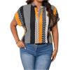 imageSOLY HUX Womens Plus Size Boho Short Sleeve Blouse V Neck Printed Casual Shirt TopsOrange Graphic