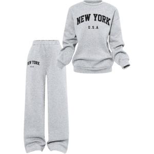 imageSOLY HUX Cute Clothes for Girls Sweatsuit Sets Crewneck Casual Sweatpants 2 Piece Outfits Sweatshirt and PantsLight Grey