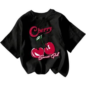 imageSOLY HUX Girls Graphic Tees Cute Printed TShirts Short Sleeve Crewneck Summer Shirt TopsBlack Cherry