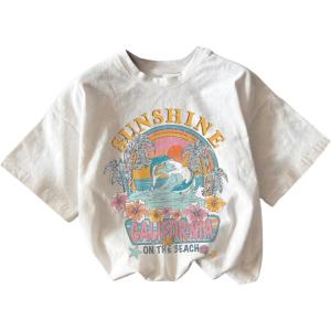 imageSOLY HUX Girls Graphic Tees Cute Printed TShirts Short Sleeve Crewneck Summer Shirt TopsWhite Flowers