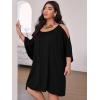 imageSOLY HUX Women Plus Size Summer Dress Cold Shoulder Short Sleeve Casual Loose Short DressesBlack