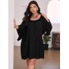 imageSOLY HUX Women Plus Size Summer Dress Cold Shoulder Short Sleeve Casual Loose Short DressesBlack