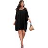 imageSOLY HUX Women Plus Size Summer Dress Cold Shoulder Short Sleeve Casual Loose Short DressesBlack