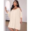 imageSOLY HUX Women Plus Size Summer Dress Cold Shoulder Short Sleeve Casual Loose Short DressesPlain Apricot