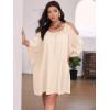 imageSOLY HUX Women Plus Size Summer Dress Cold Shoulder Short Sleeve Casual Loose Short DressesPlain Apricot
