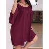 imageSOLY HUX Women Plus Size Summer Dress Cold Shoulder Short Sleeve Casual Loose Short DressesPlain Dusty Purple