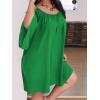 imageSOLY HUX Women Plus Size Summer Dress Cold Shoulder Short Sleeve Casual Loose Short DressesPlain Green