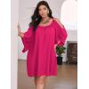 imageSOLY HUX Women Plus Size Summer Dress Cold Shoulder Short Sleeve Casual Loose Short DressesPlain Hot Pink