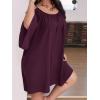 imageSOLY HUX Women Plus Size Summer Dress Cold Shoulder Short Sleeve Casual Loose Short DressesPlain Maroon