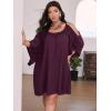 imageSOLY HUX Women Plus Size Summer Dress Cold Shoulder Short Sleeve Casual Loose Short DressesPlain Maroon