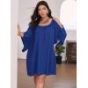 imageSOLY HUX Women Plus Size Summer Dress Cold Shoulder Short Sleeve Casual Loose Short DressesPlain Navy Blue