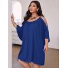 imageSOLY HUX Women Plus Size Summer Dress Cold Shoulder Short Sleeve Casual Loose Short DressesPlain Navy Blue