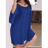imageSOLY HUX Women Plus Size Summer Dress Cold Shoulder Short Sleeve Casual Loose Short DressesPlain Navy Blue