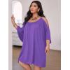 imageSOLY HUX Women Plus Size Summer Dress Cold Shoulder Short Sleeve Casual Loose Short DressesPlain Purple
