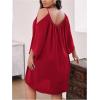 imageSOLY HUX Women Plus Size Summer Dress Cold Shoulder Short Sleeve Casual Loose Short DressesPlain Red