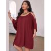 imageSOLY HUX Women Plus Size Summer Dress Cold Shoulder Short Sleeve Casual Loose Short DressesRed