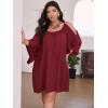 imageSOLY HUX Women Plus Size Summer Dress Cold Shoulder Short Sleeve Casual Loose Short DressesRed