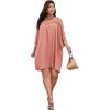 imageSOLY HUX Women Plus Size Summer Dress Cold Shoulder Short Sleeve Casual Loose Short DressesSolid Dusty Pink