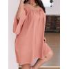 imageSOLY HUX Women Plus Size Summer Dress Cold Shoulder Short Sleeve Casual Loose Short DressesSolid Dusty Pink