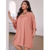 imageSOLY HUX Women Plus Size Summer Dress Cold Shoulder Short Sleeve Casual Loose Short DressesSolid Dusty Pink